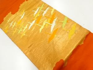 逆雲取りに群鶴模様織出し名古屋帯